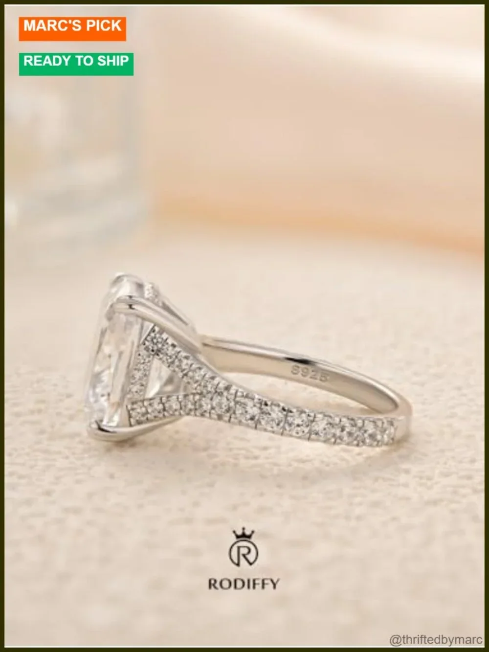 4.5CT Cushion Cut Cubic Zirconia 925 Sterling Silver Promise Ring
